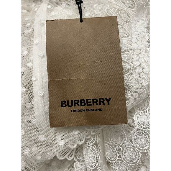 Burberry 2 Sheer White Lace Tulle Dress Polka Dot Scalloped Embroidered NWT - Picture 6 of 8